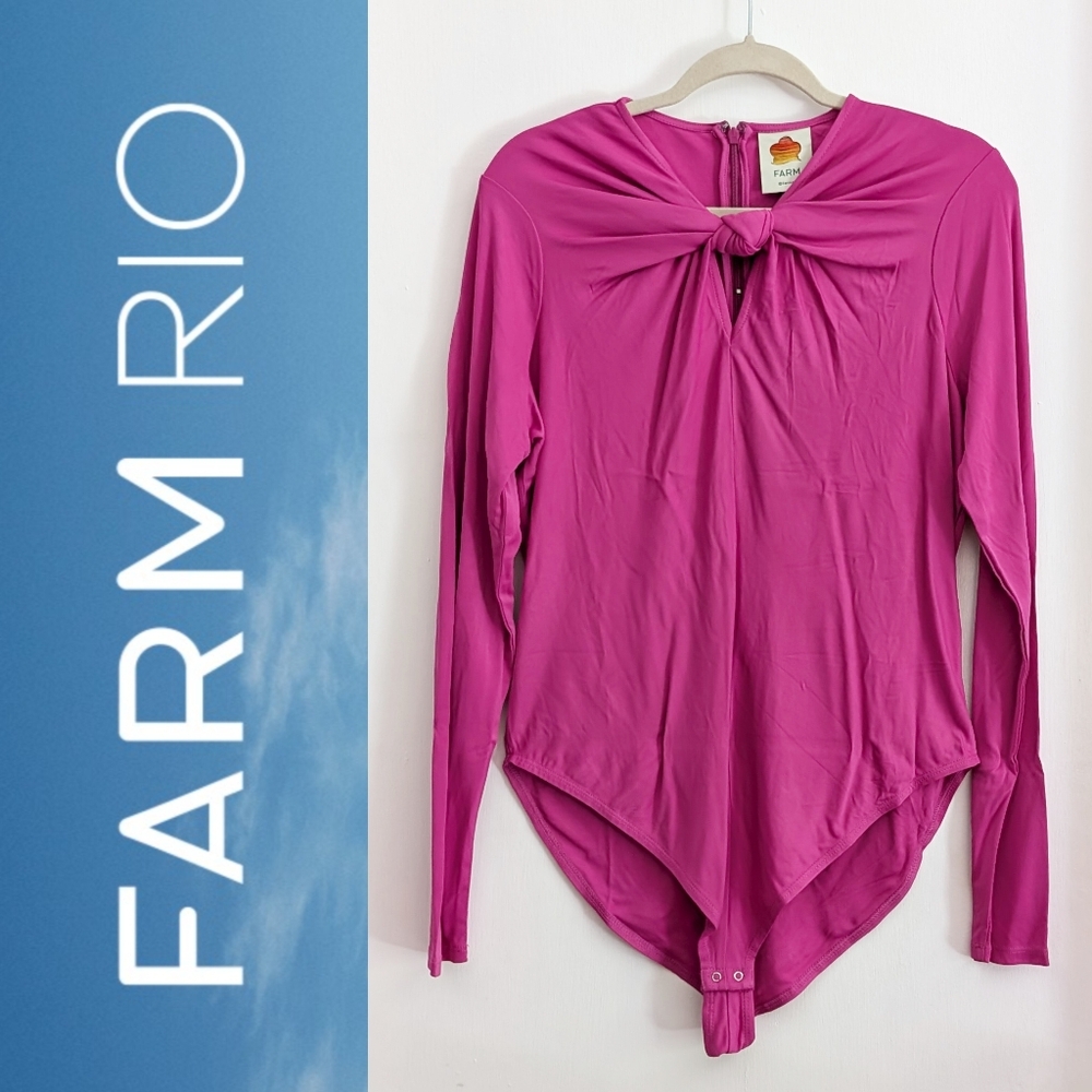Farm Rio Pink Long Sleeve Bodysuit Size XL